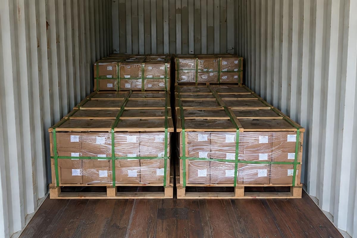 Containerized washer cartons loaded for export
